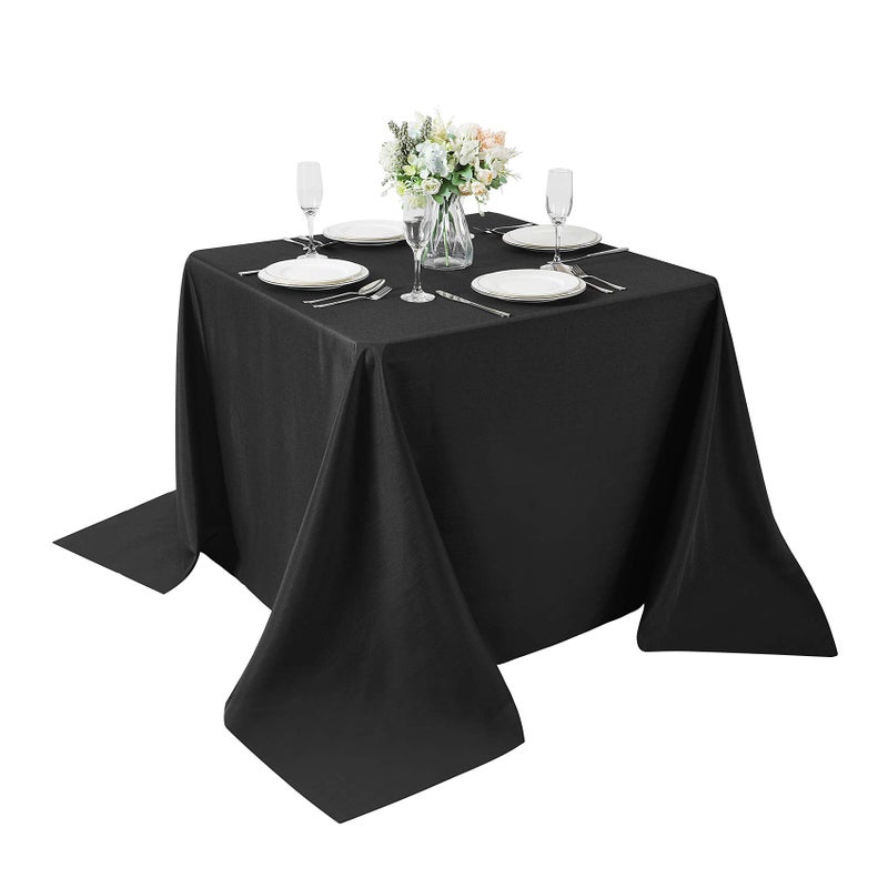 Cupuamon Square Tablecloth 90x90 inch Washable Polyester Fabric Table Cloth for Wedding Party Dining Banquet Decorationï¼ˆ90x90,Blackï¼‰ - Image 1